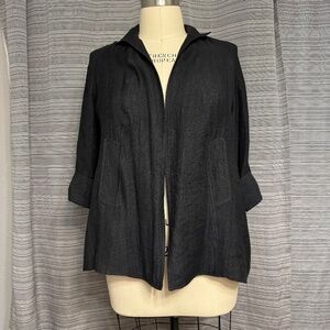 Norm Thompson Vintage Women’s Black Roll Sleeve Utility Blazer Plus Size 1X
